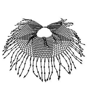 Black Spiderweb Victorian Fringe Bibb Collar Applique Necklace